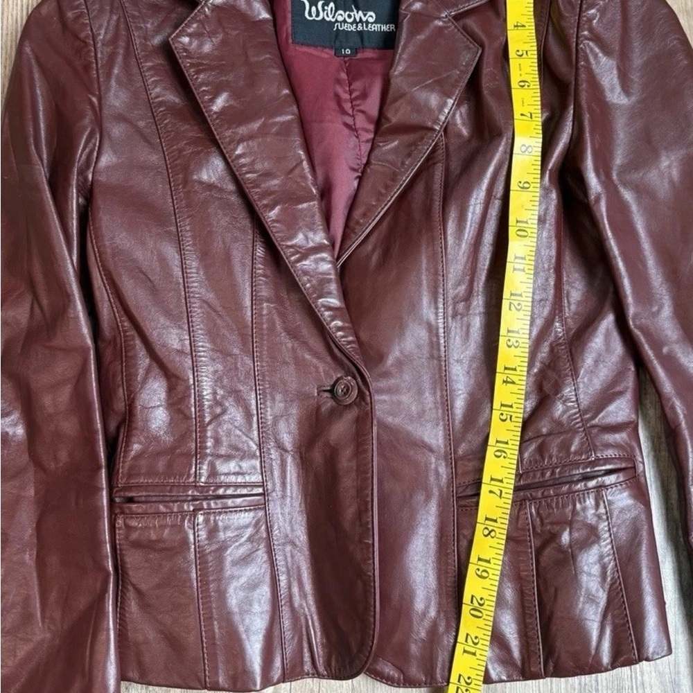 Wilson Burgundy Leather Blazer Jacket for Women - Picture 13 of 16